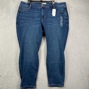 Lane Bryant Women Skinny Ankle Jeans 22P Blue Mid-Rise Flex Waistband Pocket NEW